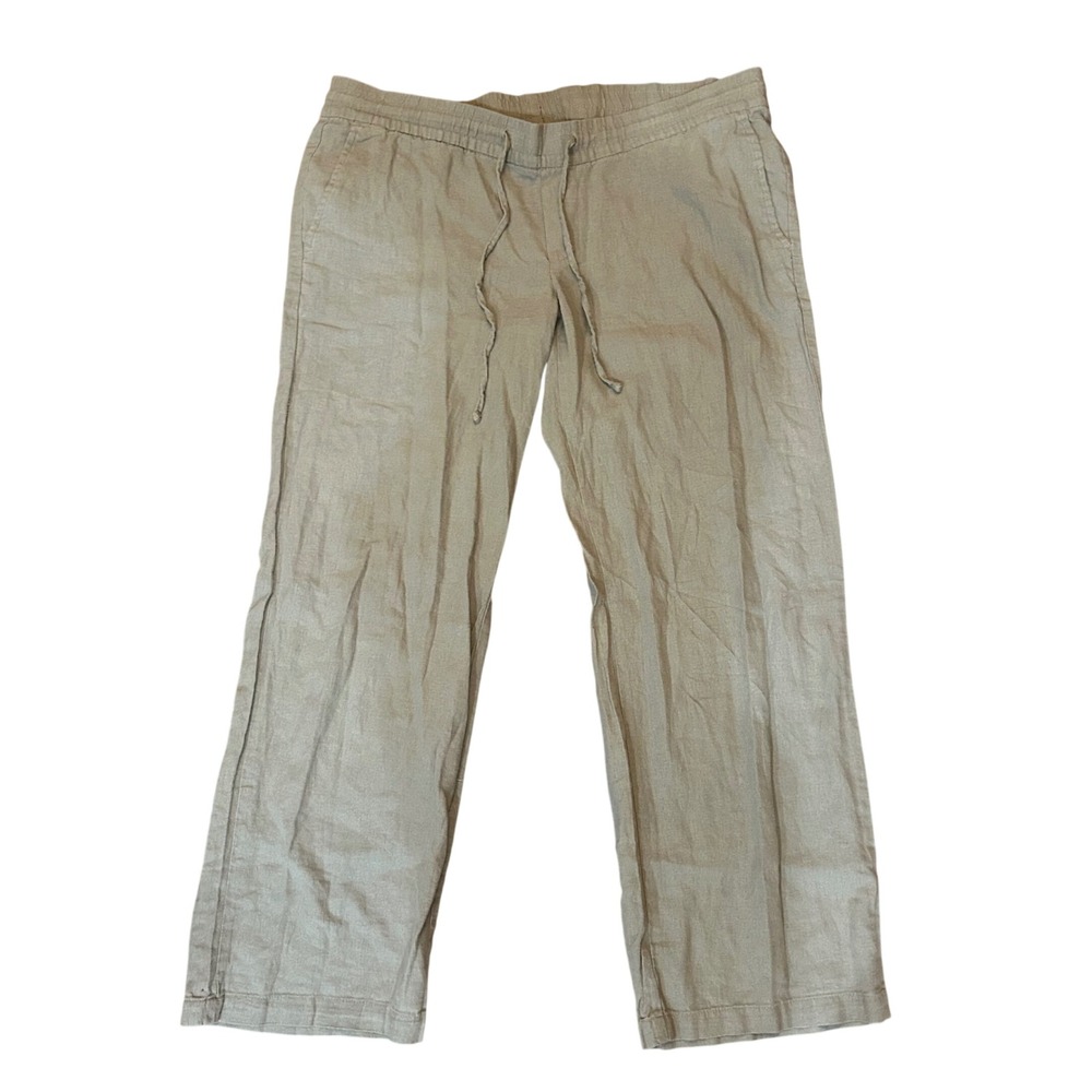 Old Navy Linen Blend Pants Womens Sage Green Drawstring Wide Leg S Petite